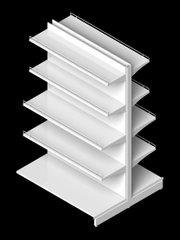 Стеллаж двухсторонний1930х1250х1060 с барьерами цвет белый RAL 9016, Белый