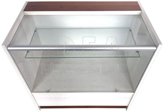 Прилавок со стеклом 900х900х500 мм ПФ Орех ЭККО-Ясень снежный