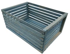Ящик деревянный с узкой рейкой 300x200x130мм голубой, Голубой